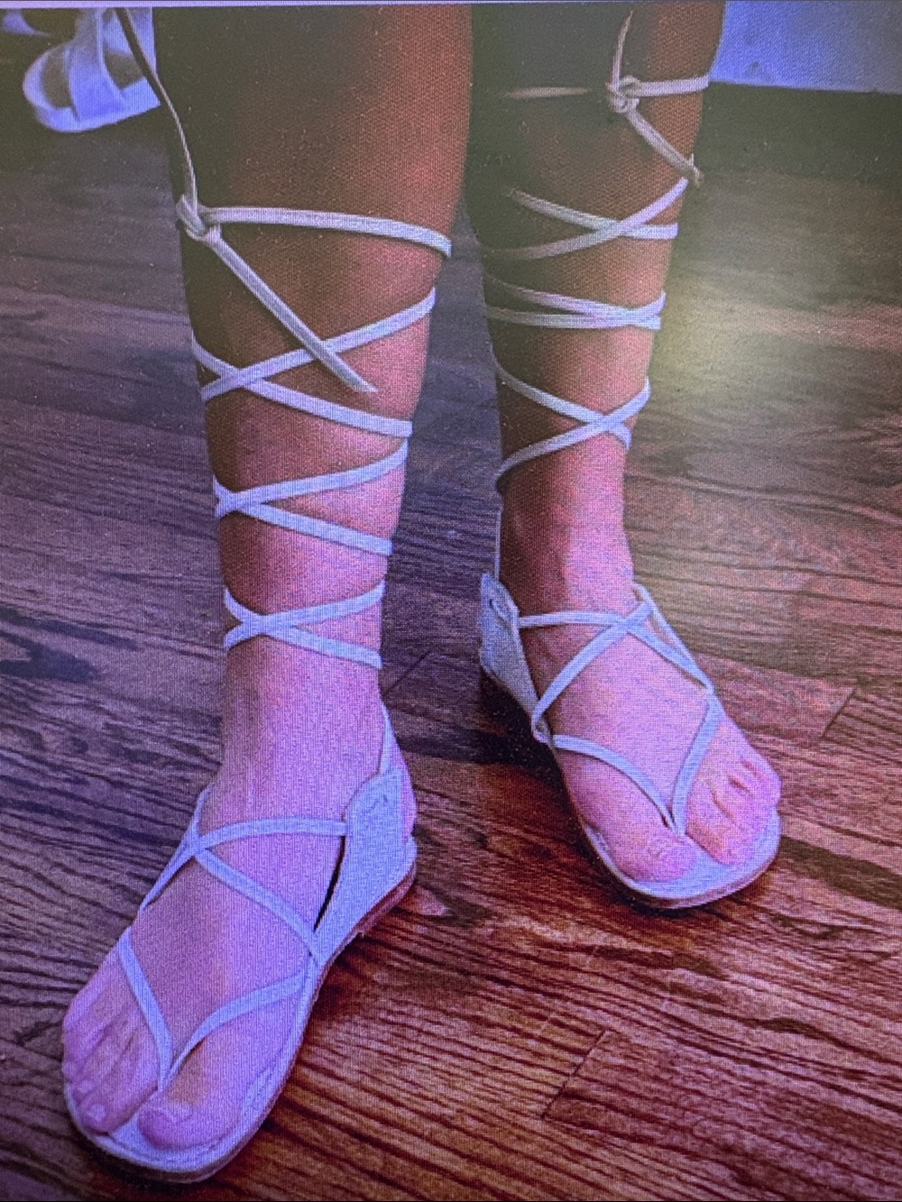 Vtg Bernardo White Leather Lace-Up Women Leather Sandals Gladiator Strappy Sz 5